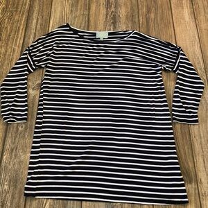 SKIES Are Blue Navy White Breton Stripe Long Sleeve Top Shirt XS